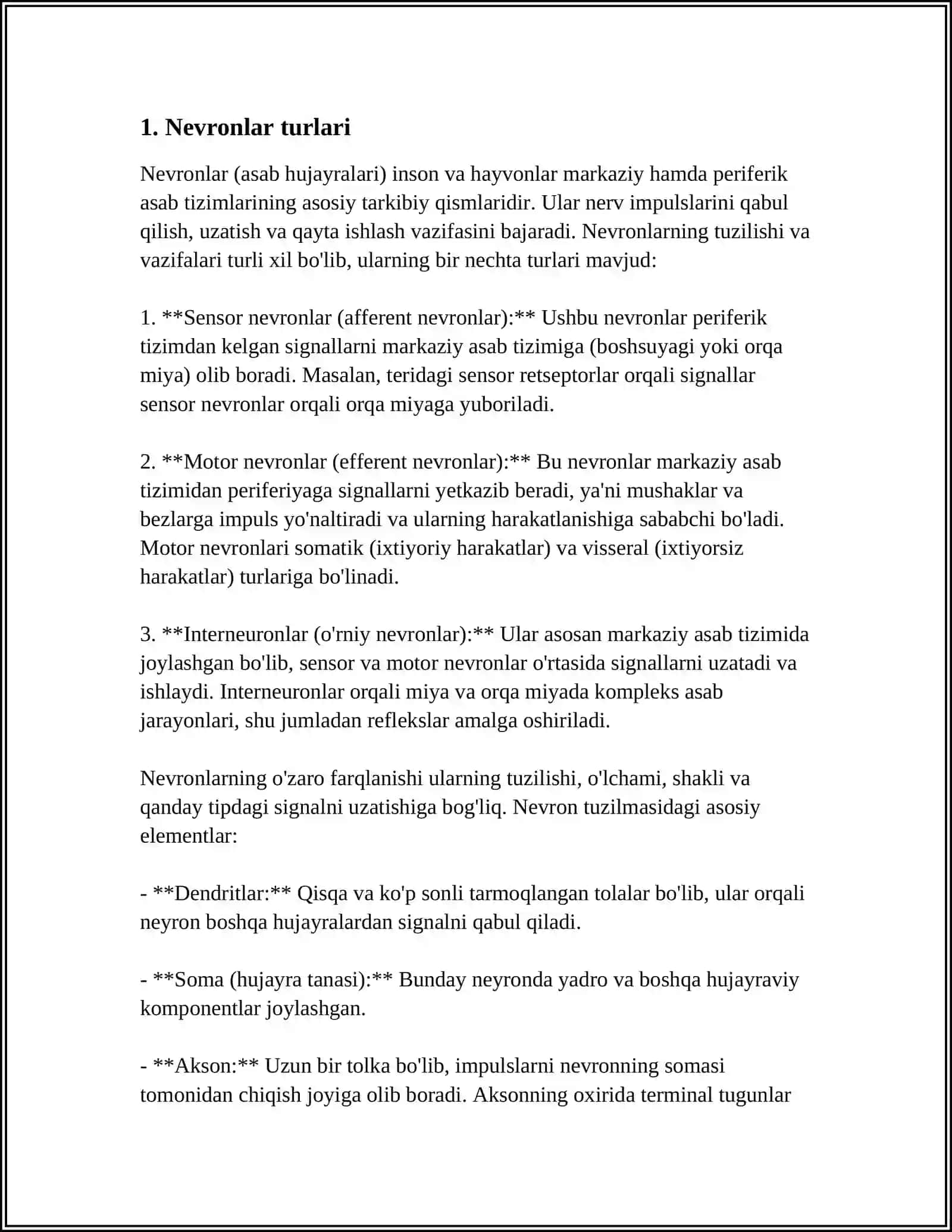 ORQA MIYANING HARAKATLANTIRUVCHI NEYRONLARNING TURLARI VA ULARNING MORFOFUNKSIONAL HUSUSIYATLARI 4
