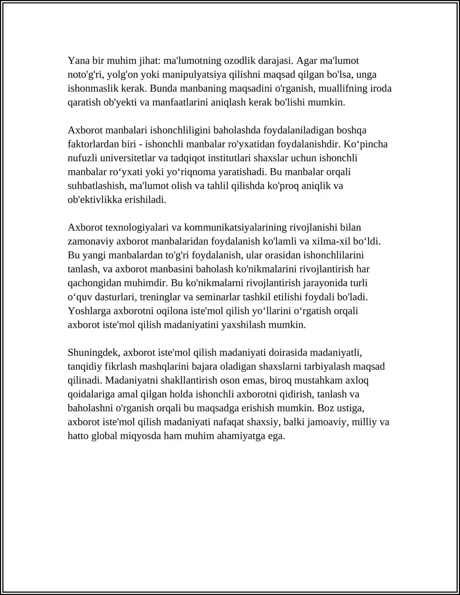 AXBOROT ISTEMOL QILISH MADANIYATI 4
