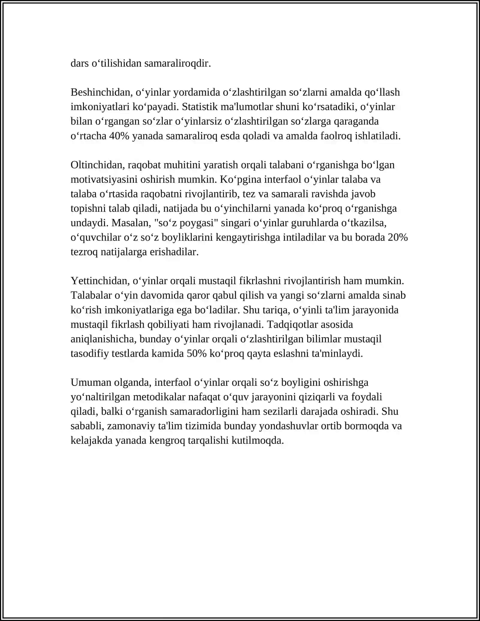 INGLIZ TILI DARSLARIDA INTERFAOL O‘YINLARDAN FOYDALANISH 4