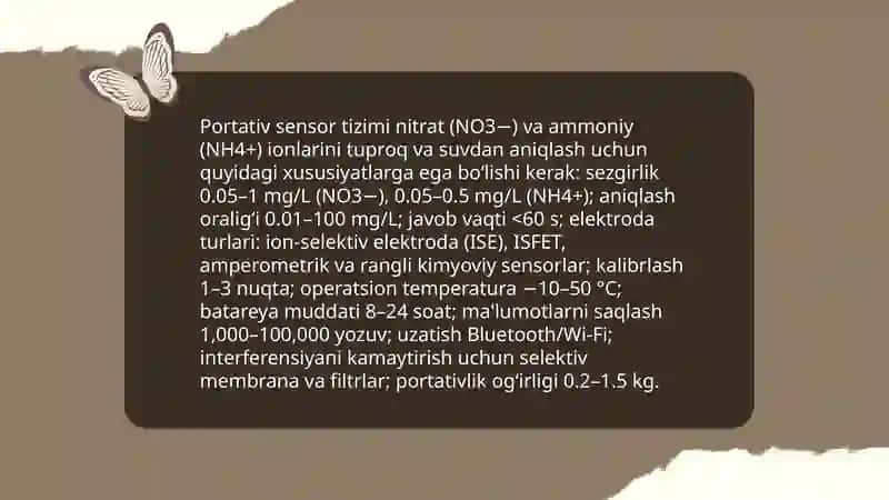 Tuproq va suvda ion bog‘lanishli metall ionlarini (Pb2+, Cd2+, Cu2+, Zn2+) aniqlash usullarini ishlab chiqish va optimallashtirish 4