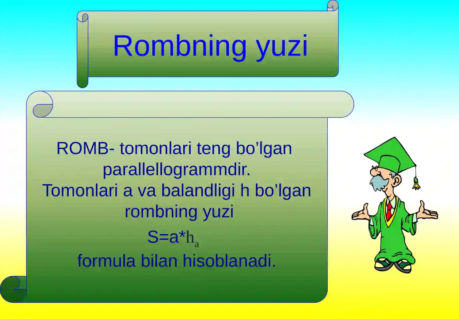 8-sinf geometriya .Romb va trapetsiyaning yuzi 4