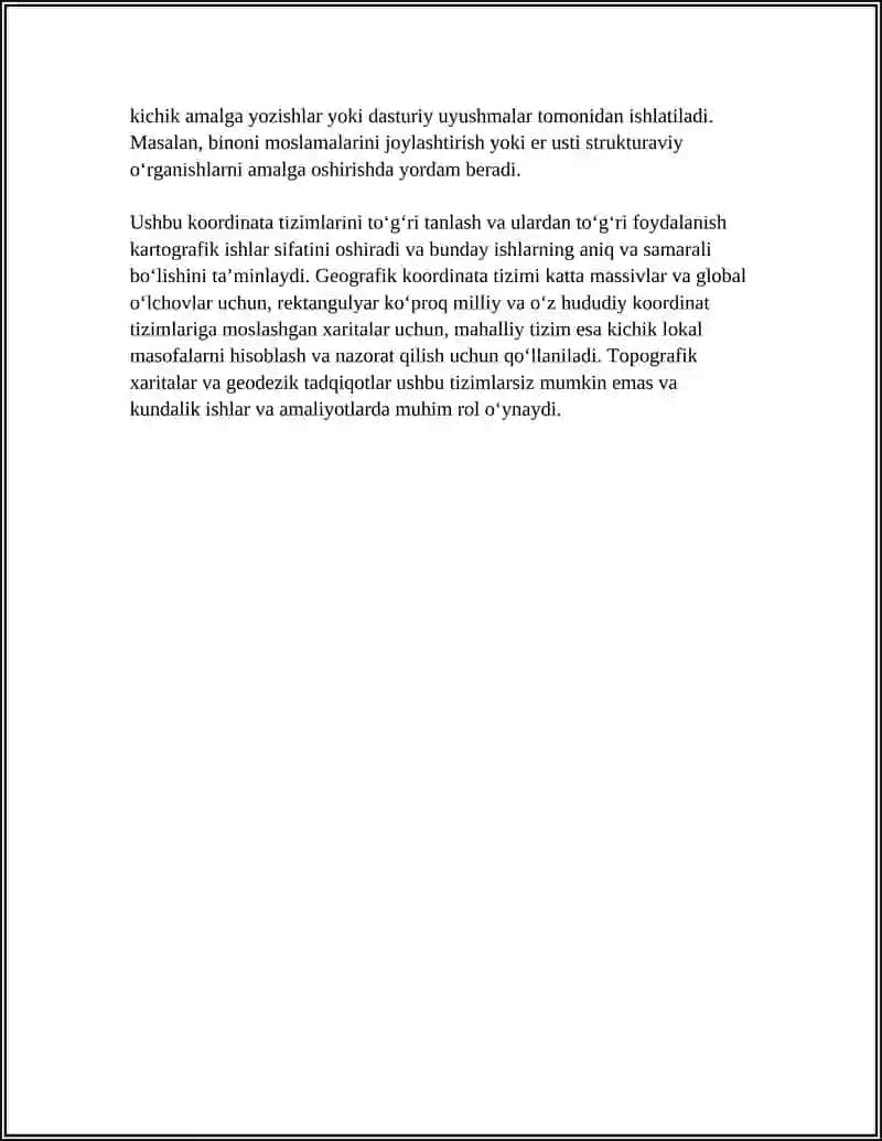 Topografiyada Qo‘laniladigan Koordinatalar va Baladliklar Sist emasi 4