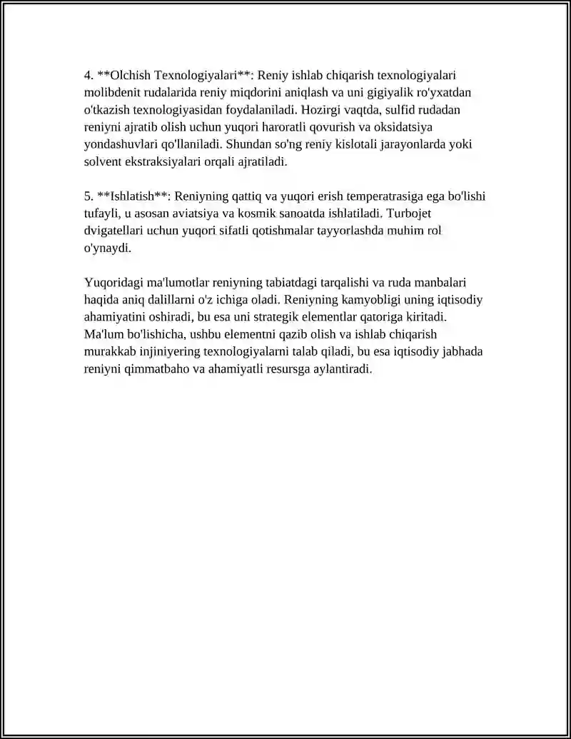 RENINING OLINISHI VA UNING XOSSALARI. 4
