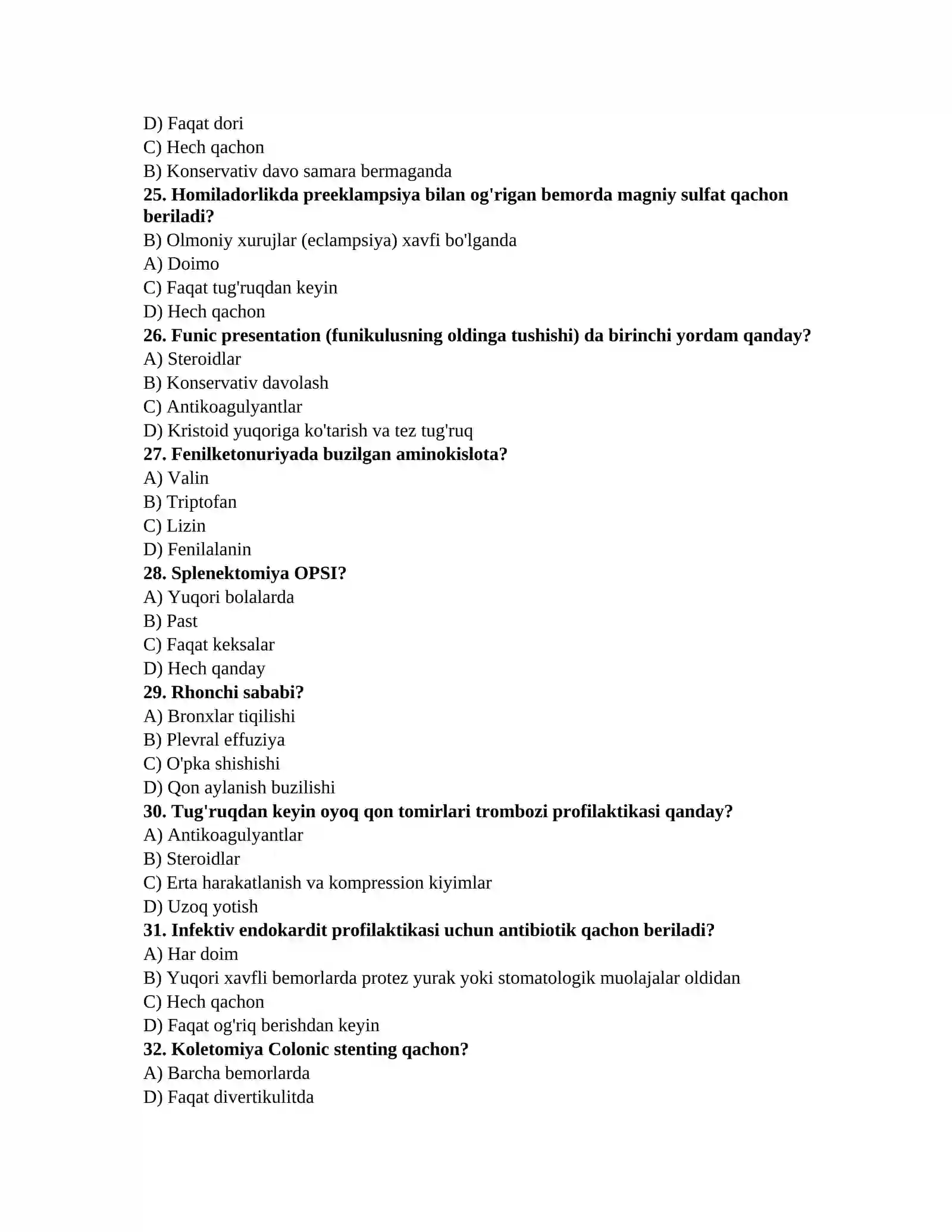 Anesteziolog testlari 4