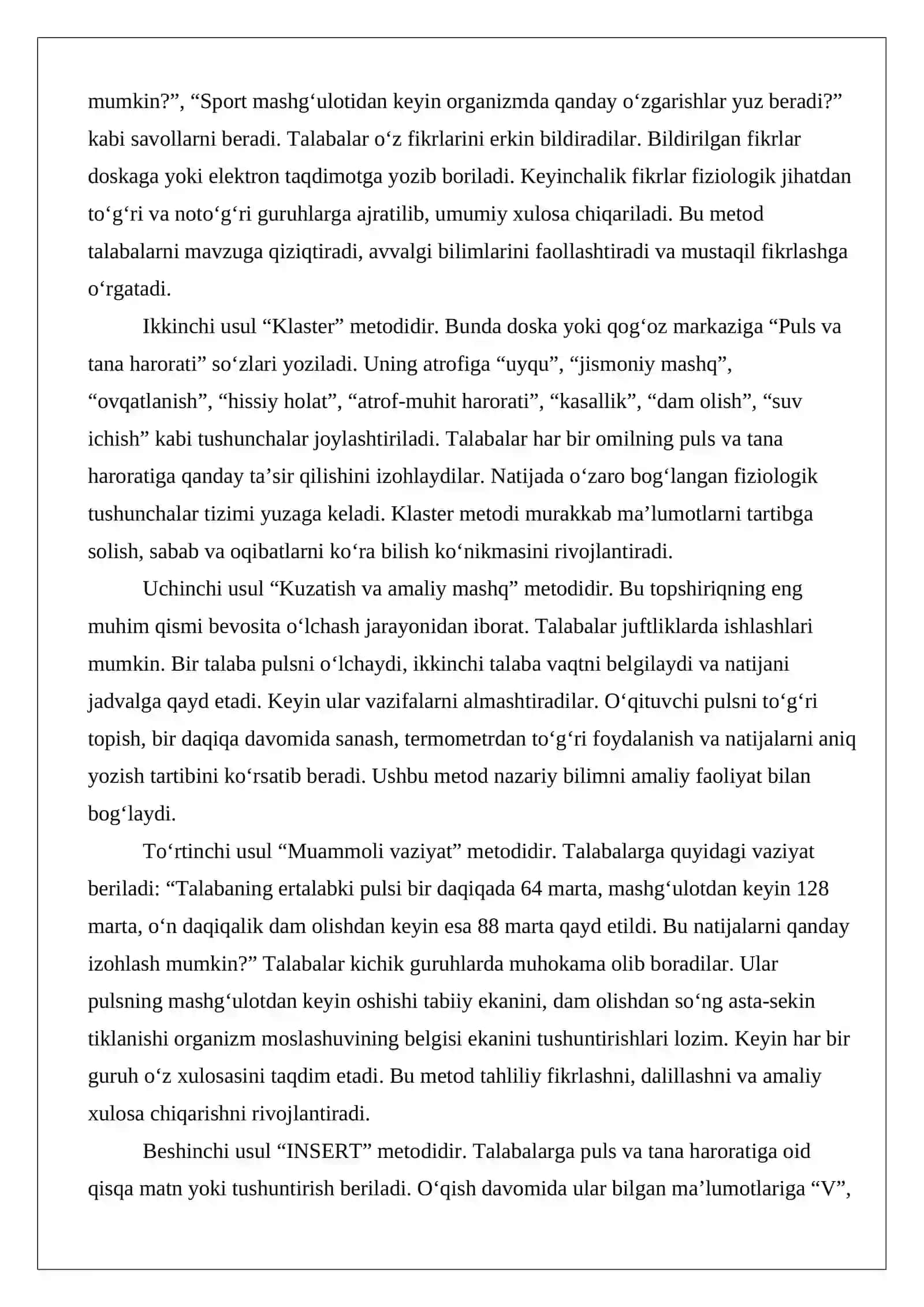 Bir kecha-kunduz davomida pulsni va tana haroratini tekshirish 4