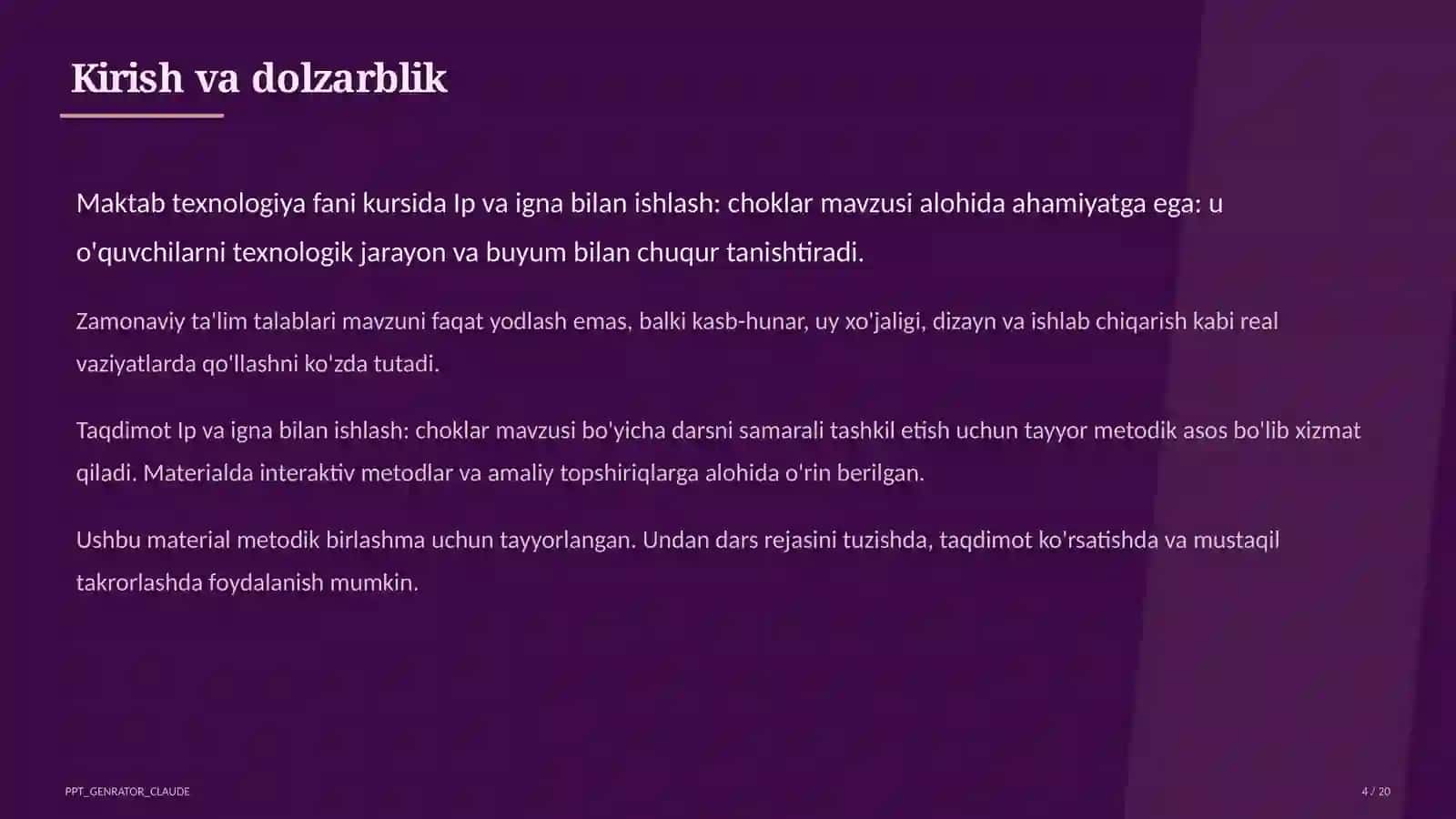 Ip va igna bilan ishlash: choklar (3-sinf) 4