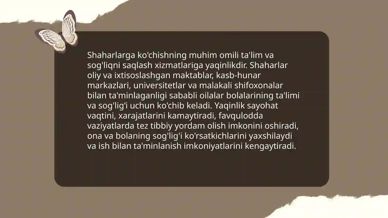 Urbanizatsiya aholining shaxarlarga ko'chishi sabab va oqibatlari 4
