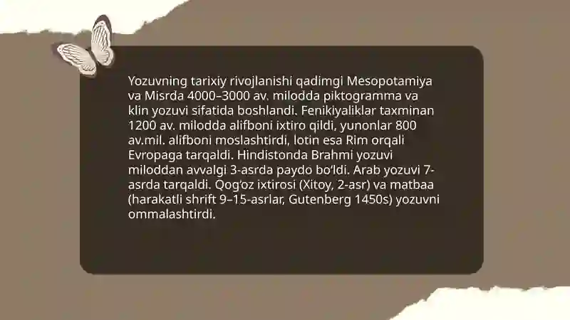 Yozuv va uning korinishlari 4