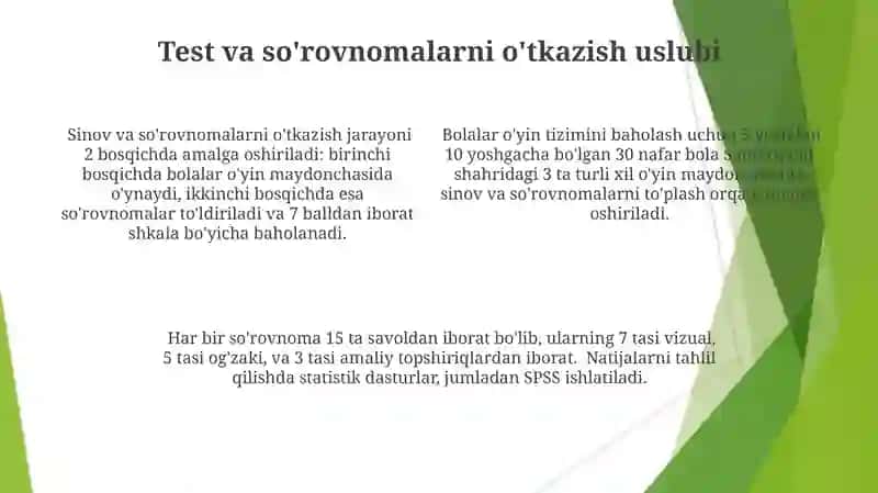 Bolalar oʻyinlari tizimi boʻyicha test va blis soʻrovnoma topshiriqlari 4