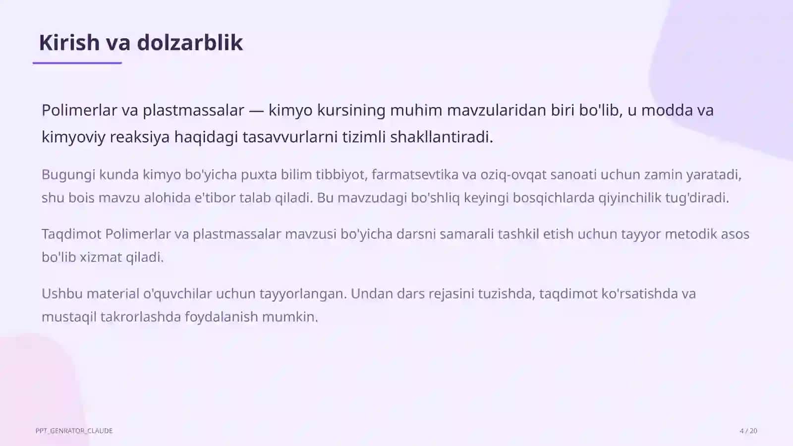 Polimerlar va plastmassalar (11-sinf) 4