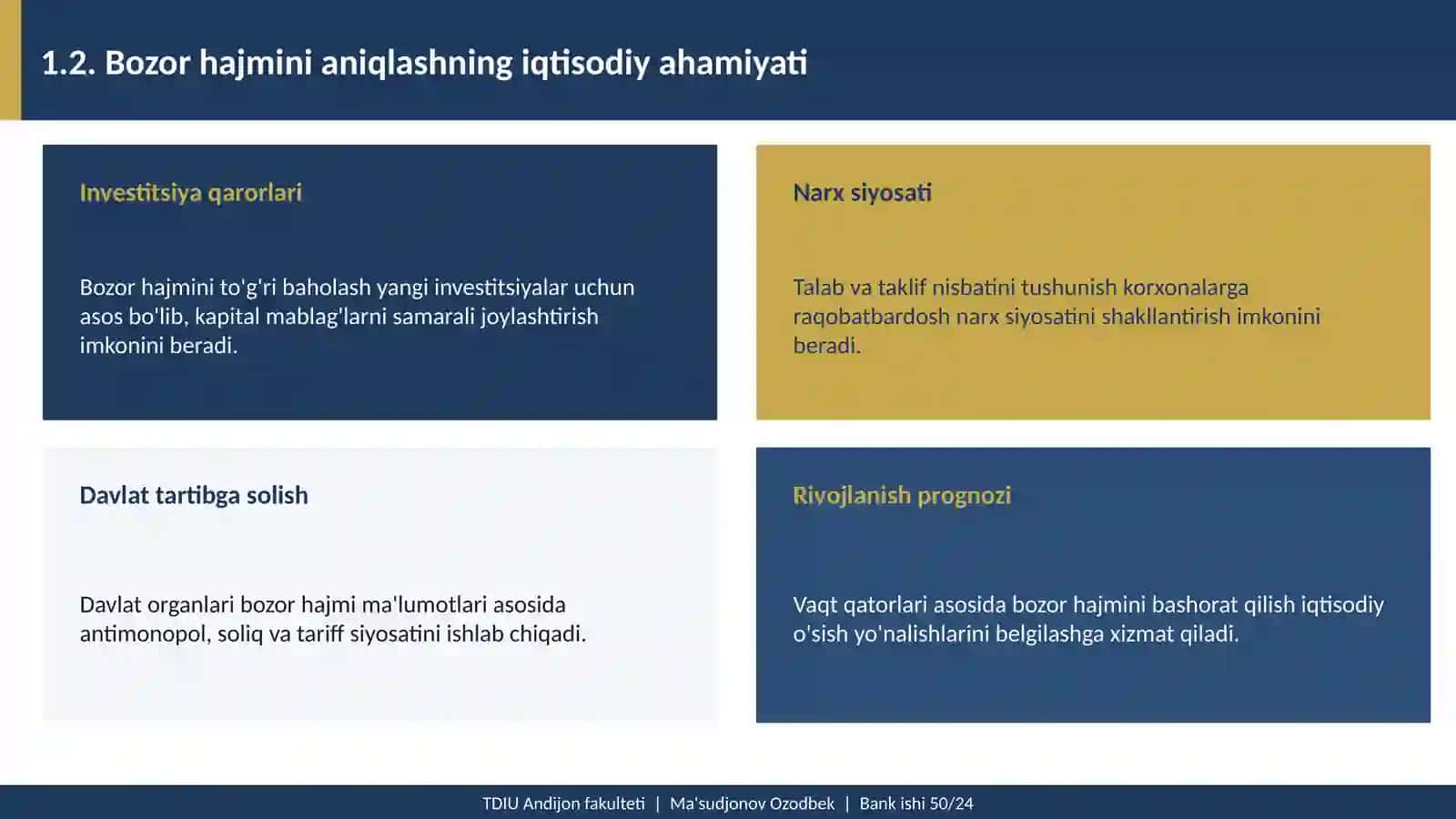 Bozor hajmini aniqlashda Ekonometrik modellardan foydalanish 4