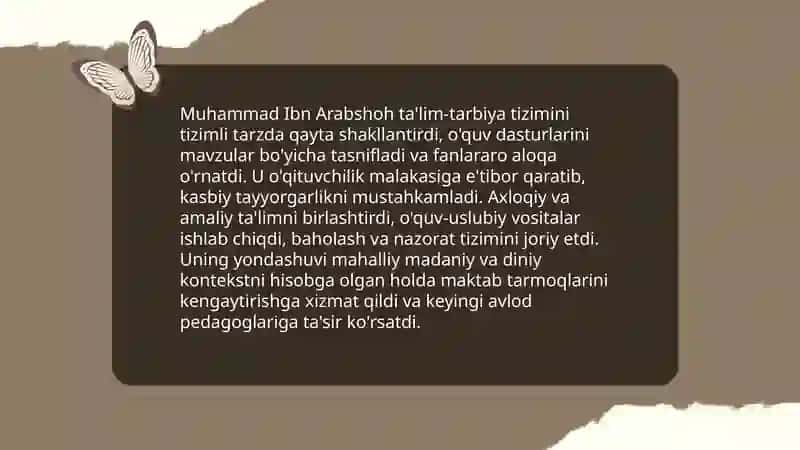Muhammad Ibn Arabshohning pedagogikika fanida tutgan o'rni 4