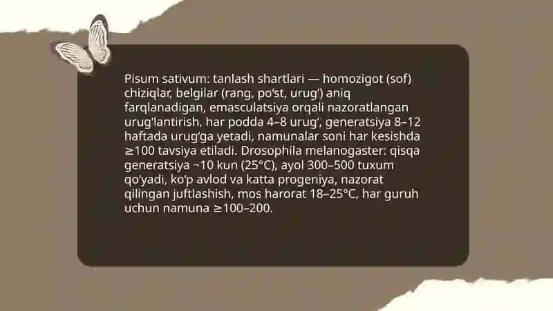 Mendel qonunlari boʻyicha tajribalar qoʻyish metodikasi 4