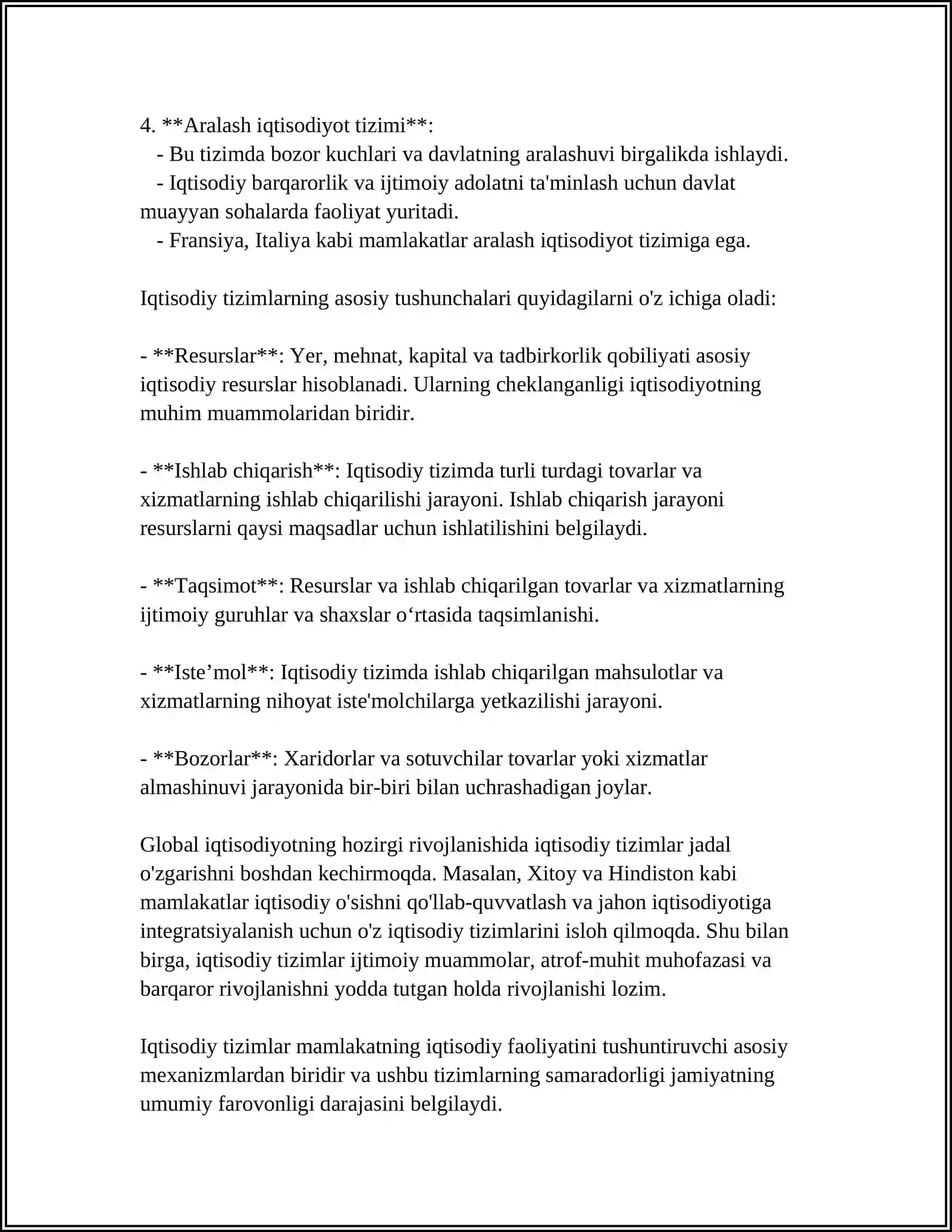 Iqtisodiy Tizim Modellari 4