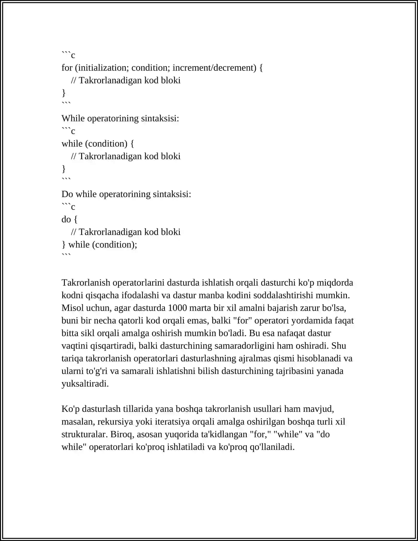 PYTHONDA TAKRORLANISH OPERATORLARI 2