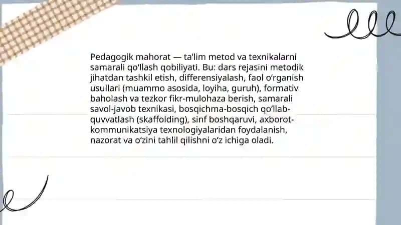 Tarbiyachining taʼlim jarayonidagi boshqaruv va tashkil etish roli 4