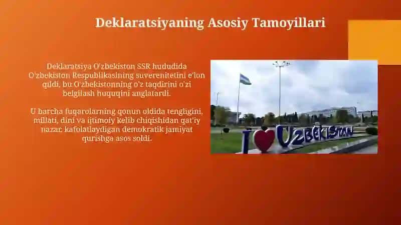 Oʻzbekistonmustaqilligining e'lon qilinishi va uning tarixiy ahamiyati 4