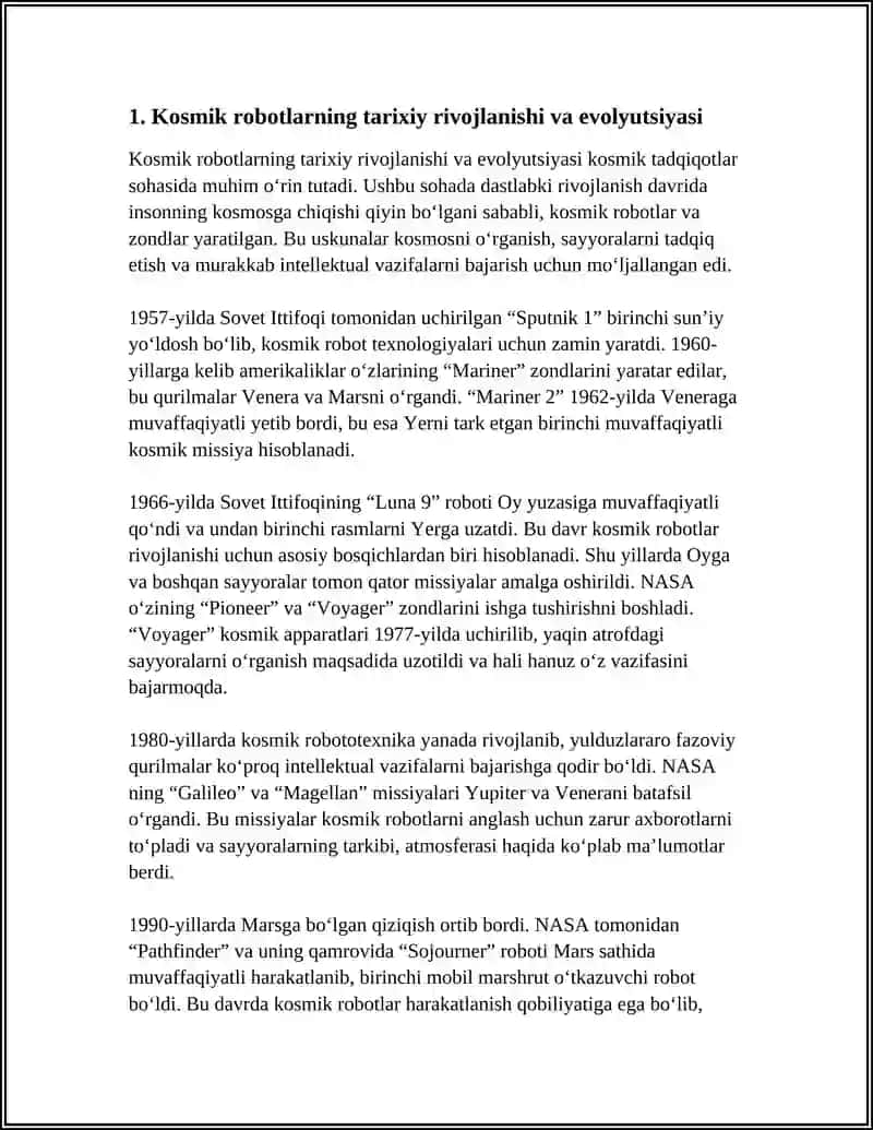 KOSMIK ROBOTLAR. ROBOTOTEXNIK QURILMA YORDAMIDA MURAKKAB INTELLEKTUAL VAZIFALARNI YECHISH 4