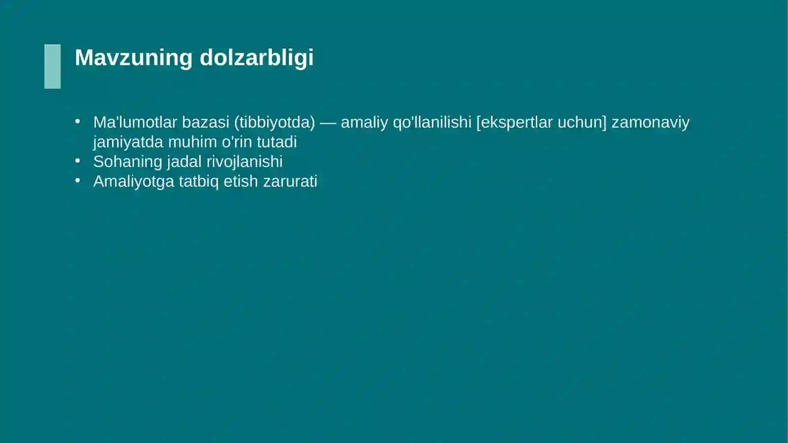 Ma'lumotlar bazasi (tibbiyotda) — amaliy qo'llanilishi [ekspertlar uchun] 4