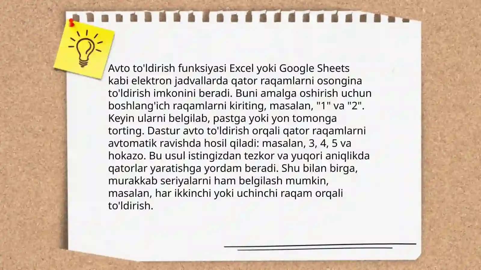 Excel dasturida avto to‘ldirishlar va avto hisoblashlar 4