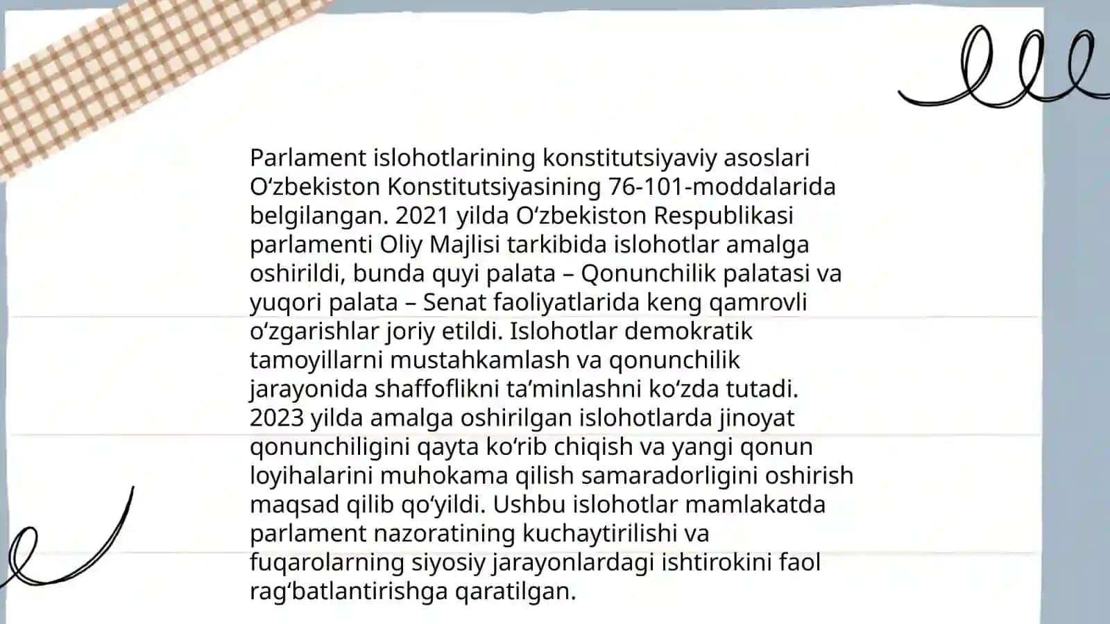 Parlament islohotlarining zaruriyati tajriba va muammolari 4