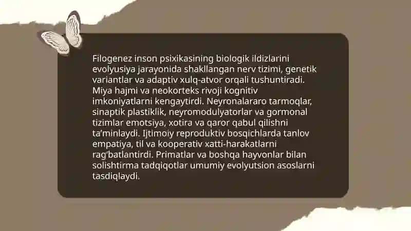 Psixikaning evolyutsiyasi va vujudga kelishi 4