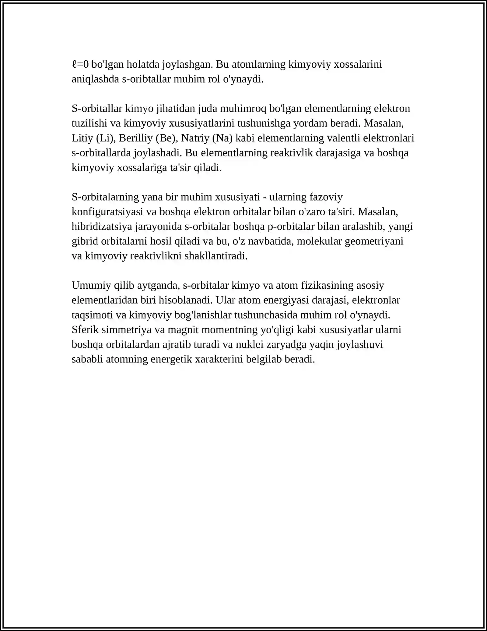 ATOM ORBITALLARINING GIBRIDLANISHI 4