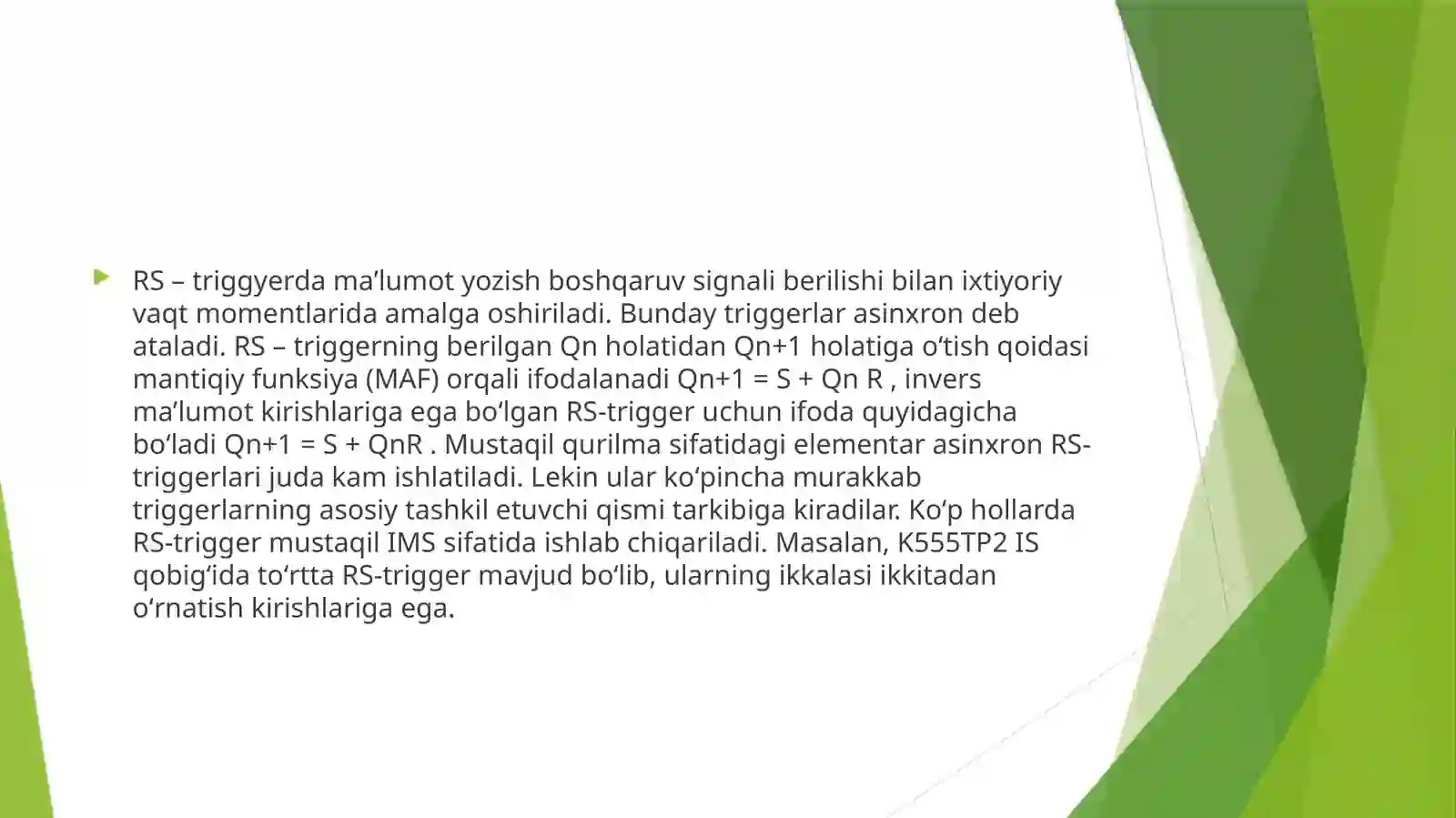 asinxron vasinxron rc-triggerlarni tadqiqqilish 4
