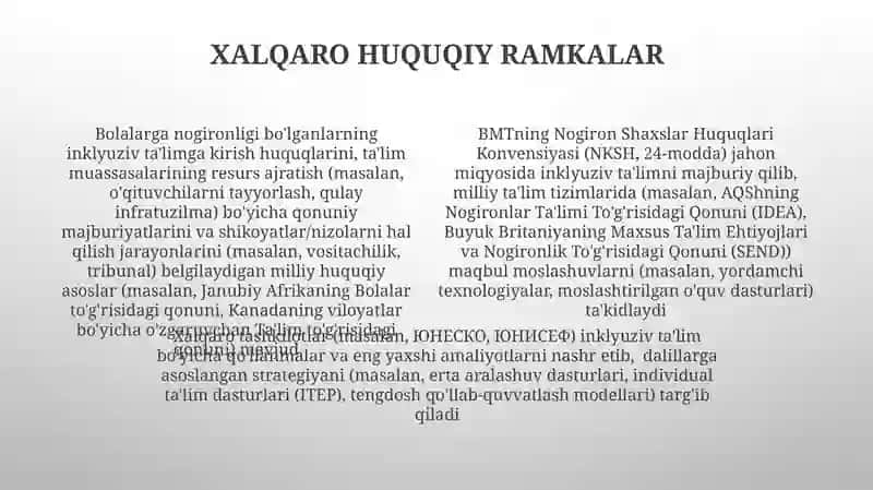 Nogiron bolalarni uzluksiz talim tizimiga jalb qilishning huquqiy me'yoriy asoslari 4