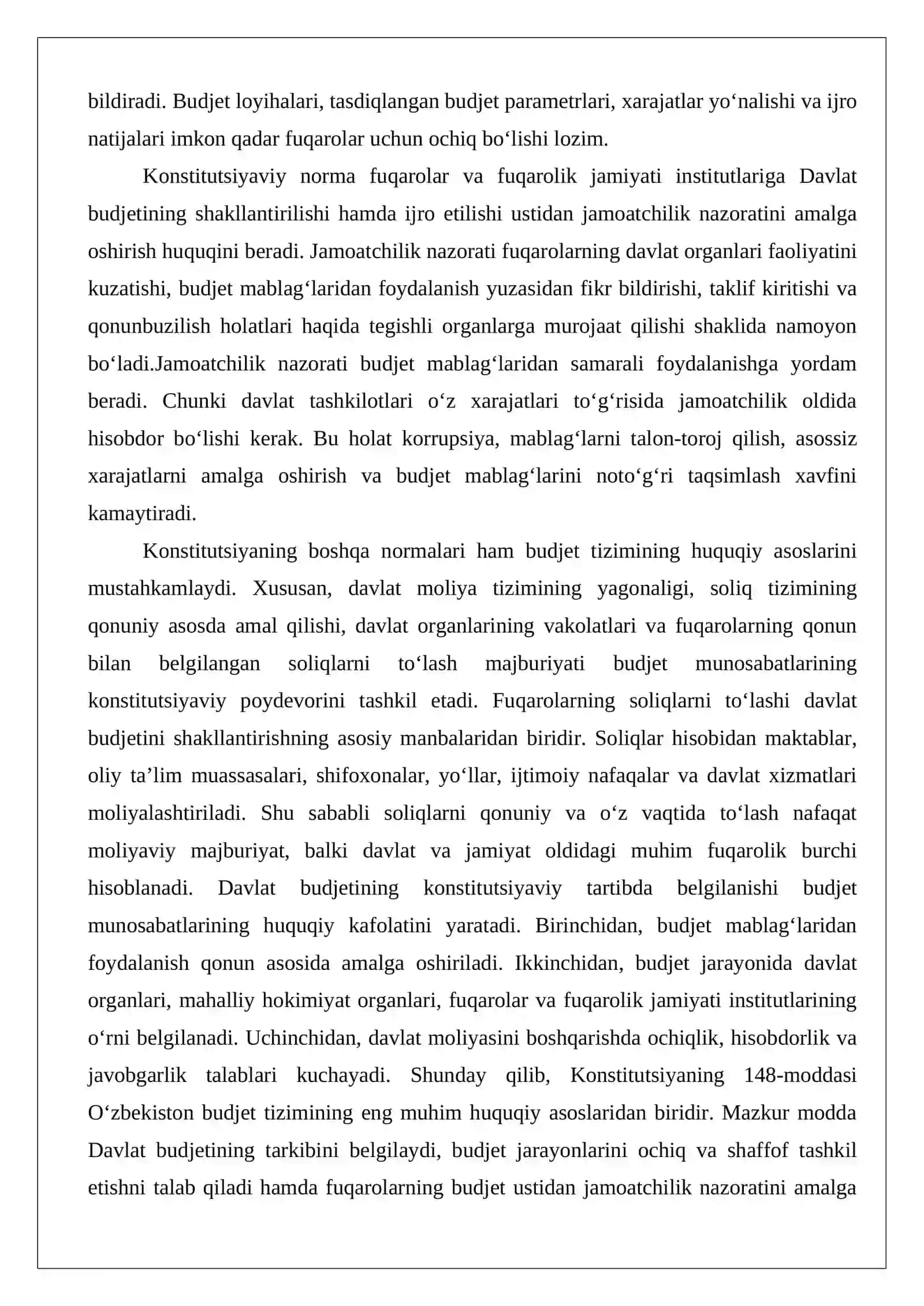 Byudjet tizimining tarkibiy tamoyillari, byudjet tizimi byudjetlari 4