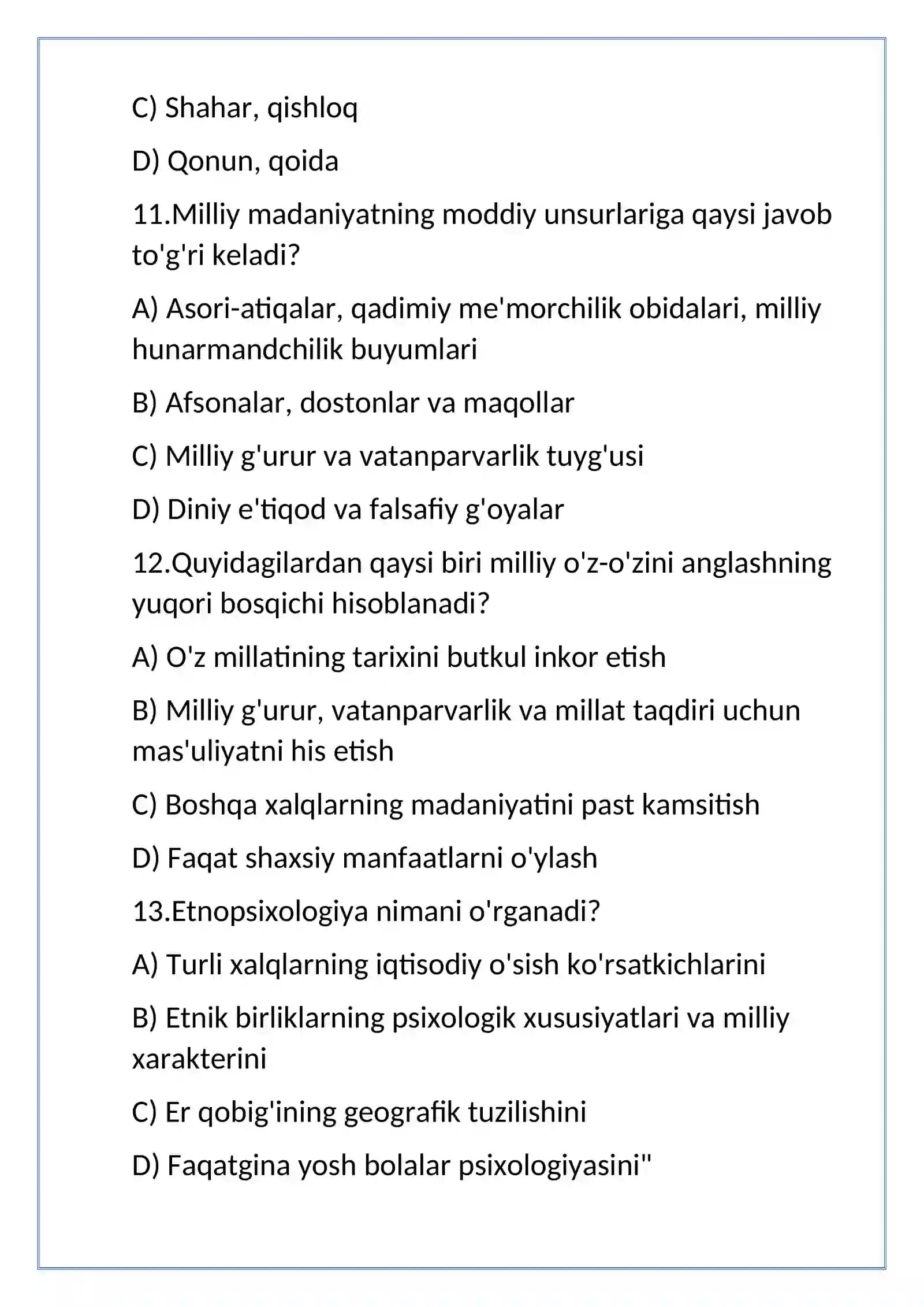 etnomadanyat mavzu yuzisidan test 4