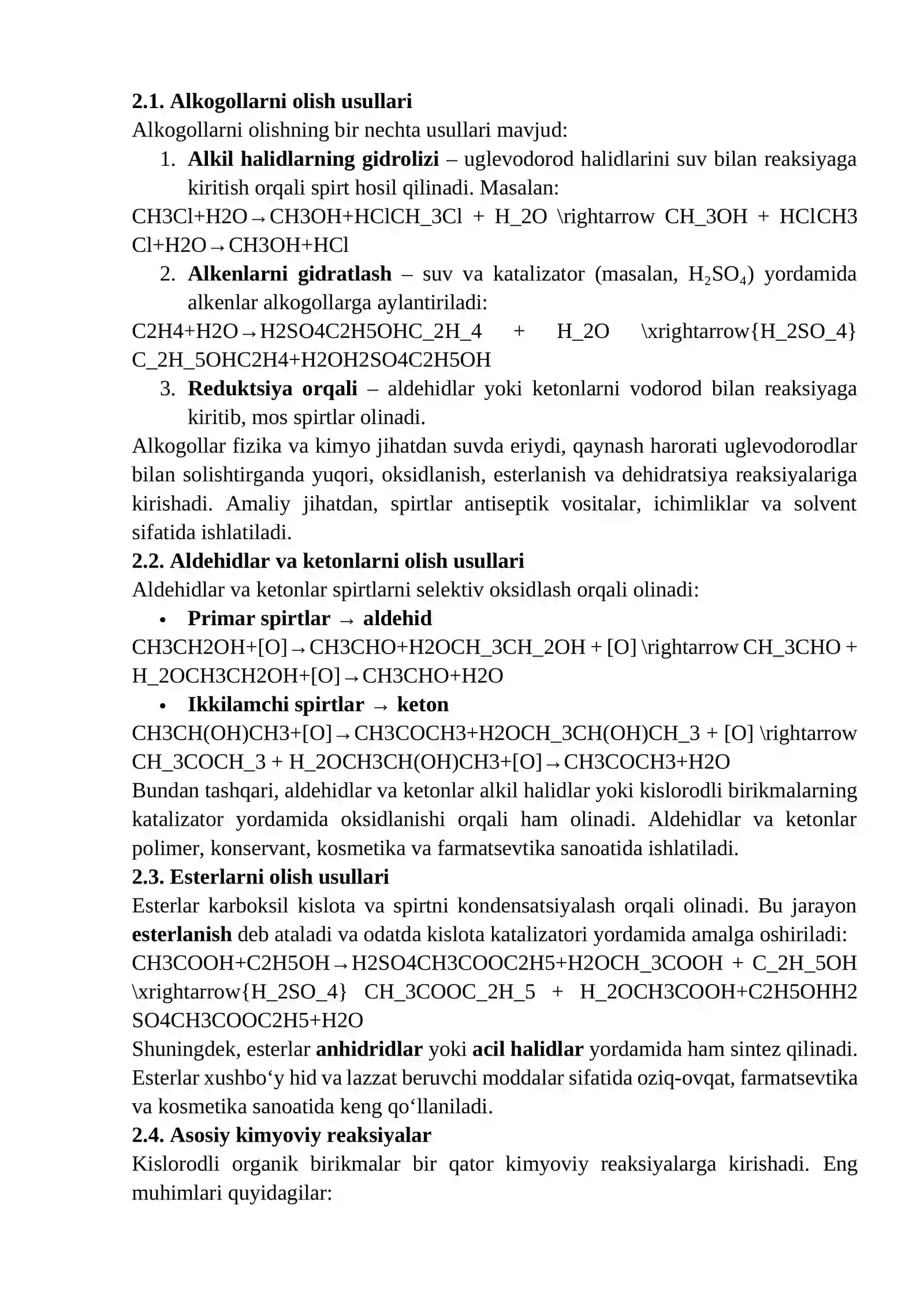 Kimyo – Kislorodning organik birikmalari 4