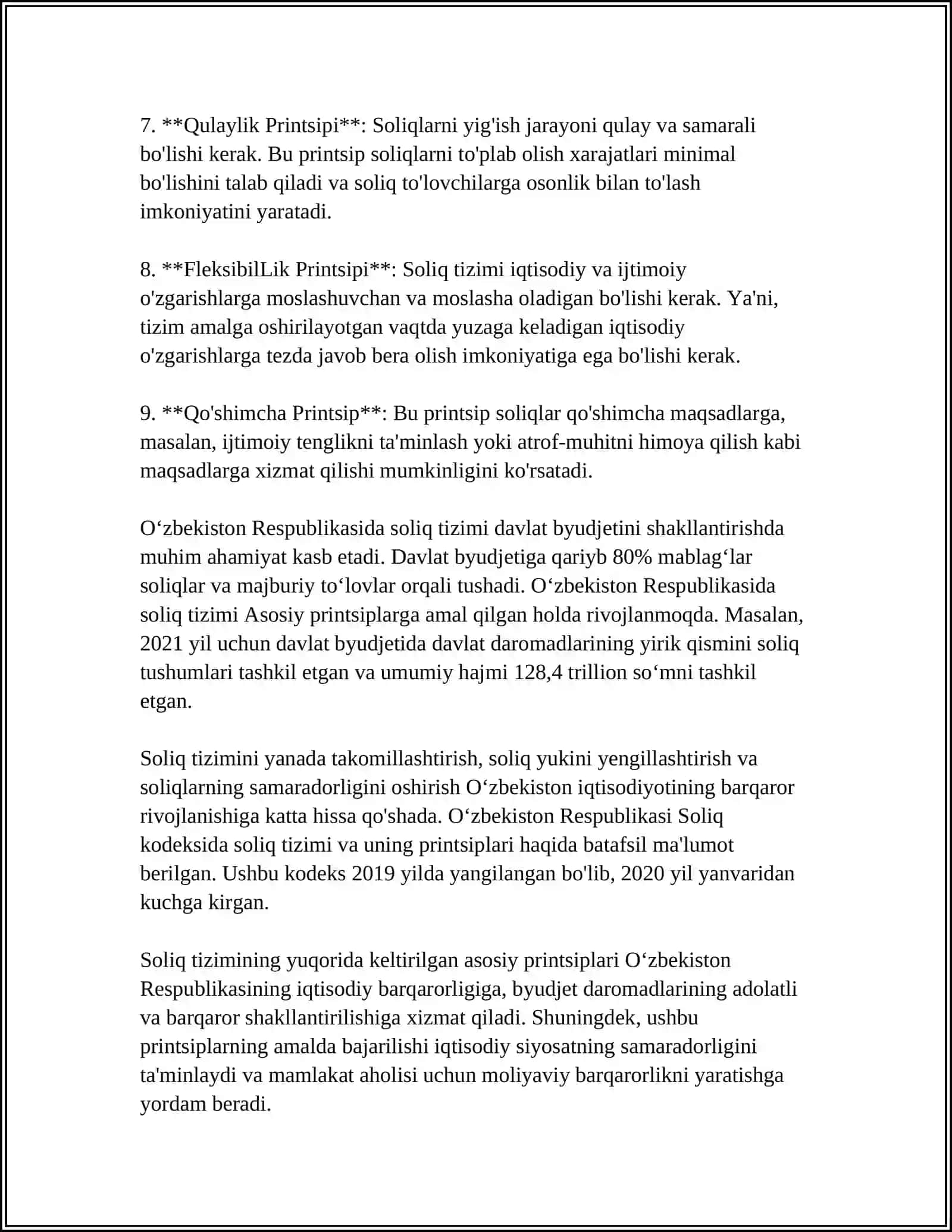 SOLIQLAR VA ULARNING BOZOR IQTISODIYOTIDAGI VAZIFALARI 4