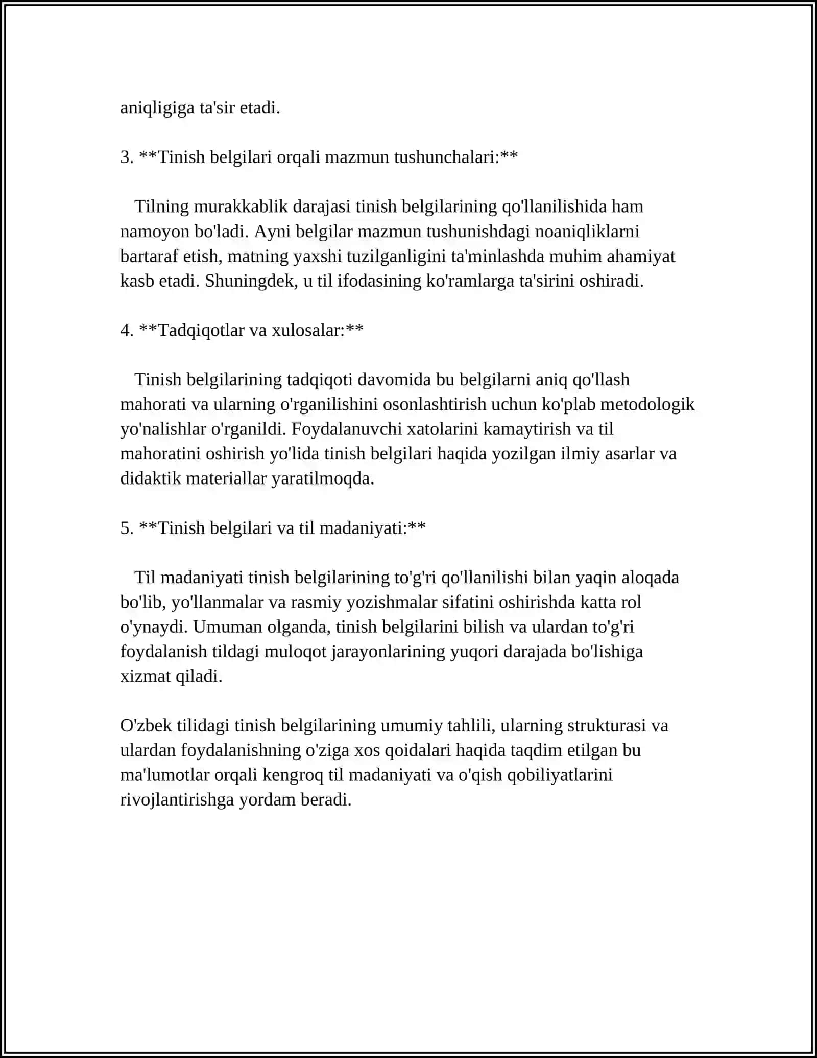 1-4-SINFLARDA DARSLIKLARIDAGI TINISH BELGILARINING ISHLATILISHIGA OID MASHQLARNI TAHLIL QILISH 4