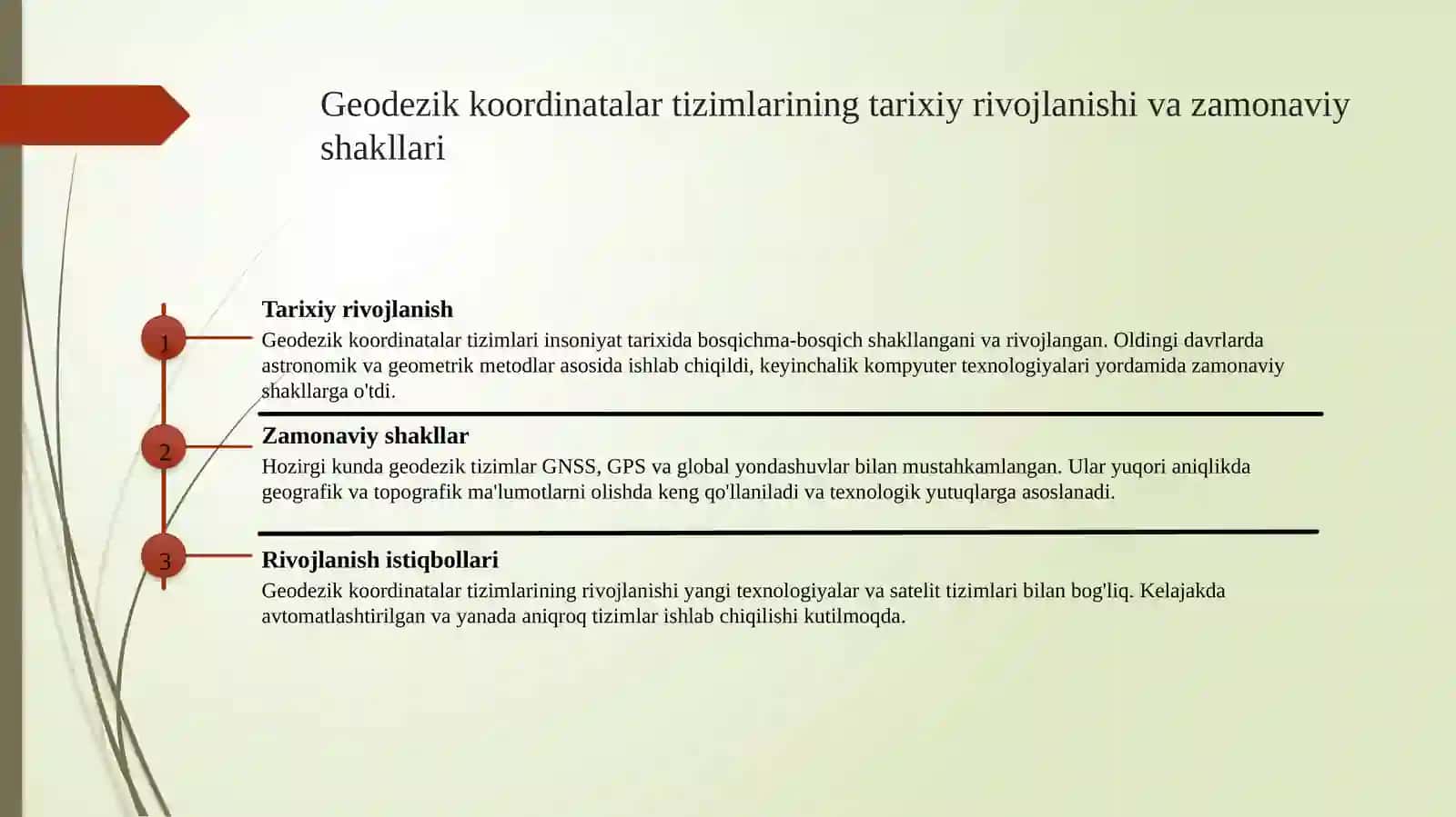Geodeziyada qo‘llanadigan koordinatalar sistemalarini o‘rganish. 4