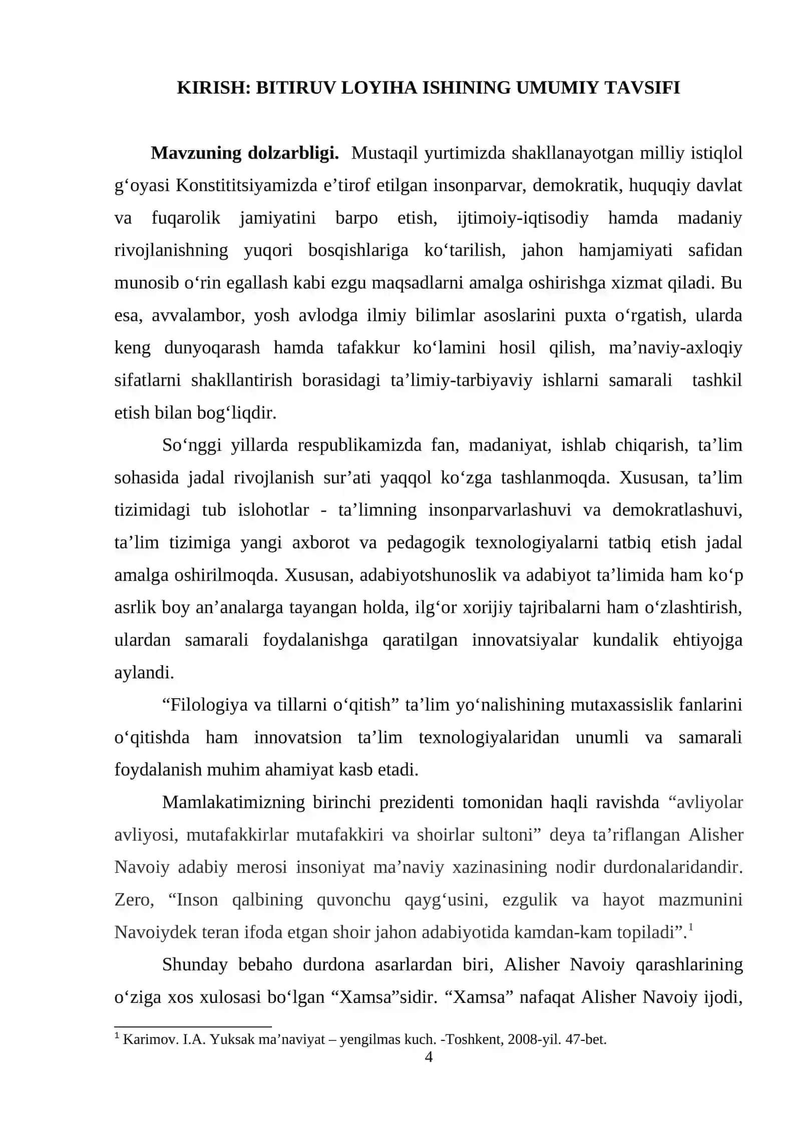 “Alisher Navoiy “Xamsa”sining yaratilishi” modulini o‘qitishda ilg‘or pedagogik texnologiyalaridan foydalanish” 4