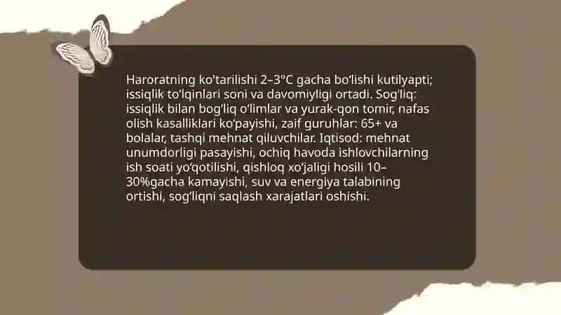 Iqlim o'zgarishi va O'zbekiston: umumiy ta'sir yo'nalishlari 4