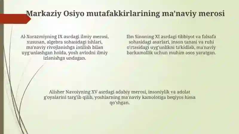 Ma'naviy yetuk yoshlarni tarbiyalash va oʻrta Osiyo allomalarining orni 4
