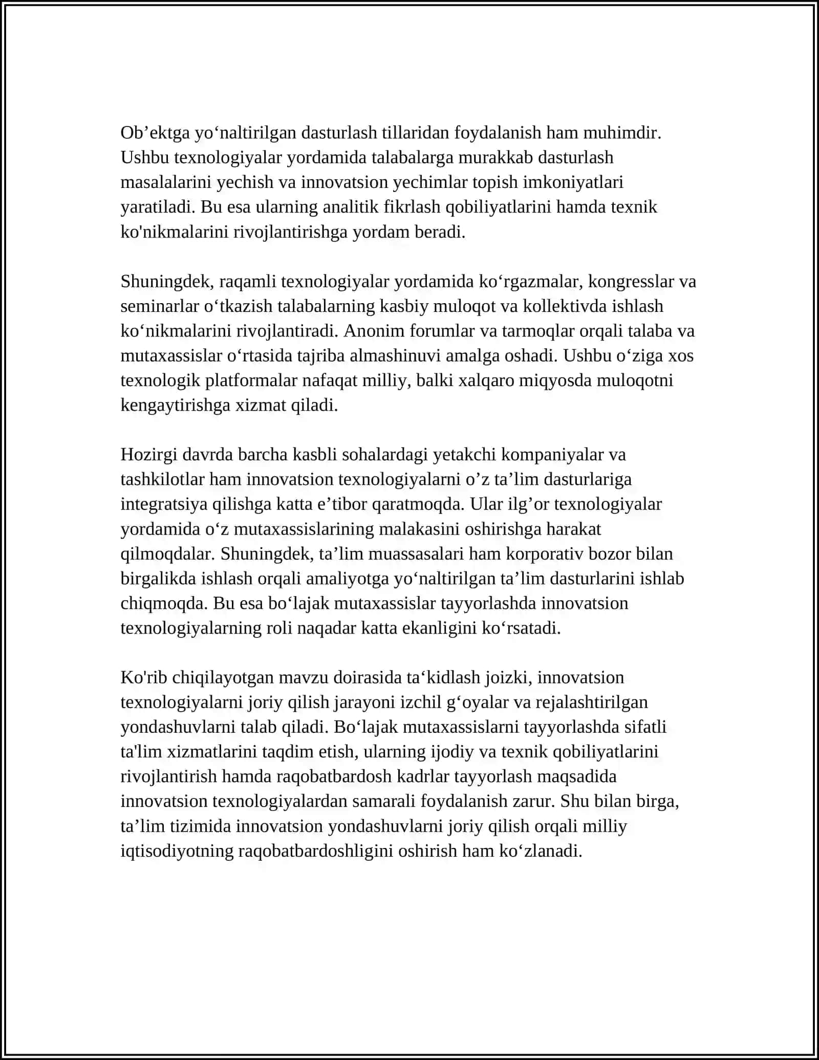 BO’LAJAK MUTAXASSISLARNI TAYYORLASHDA INNOVATSION TEXNOLOGIYALARDAN FOYDALANISH 4
