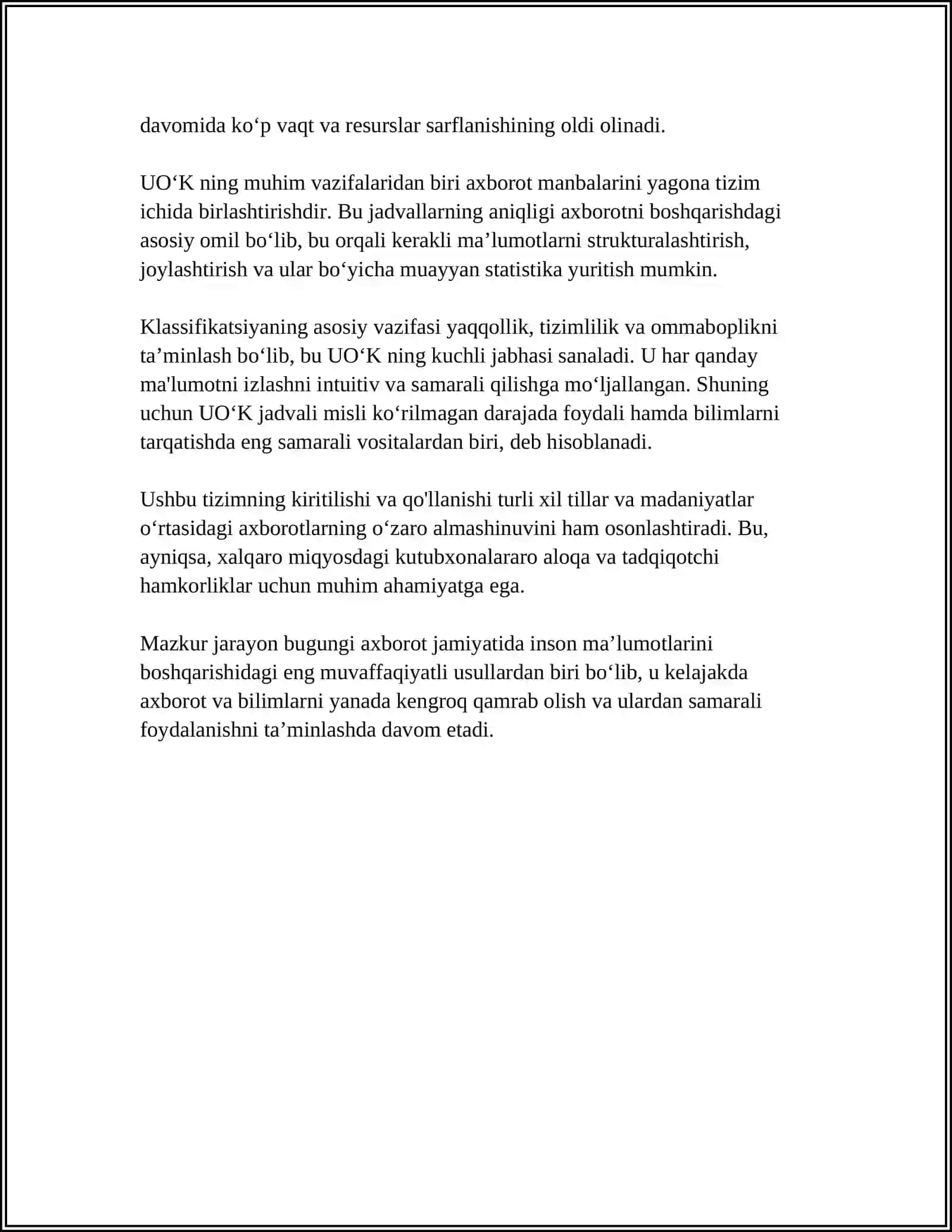 UO‘K JADVALI ASOSIDA KLASSIFIKATSIYALASH PRINSIPLARI 4