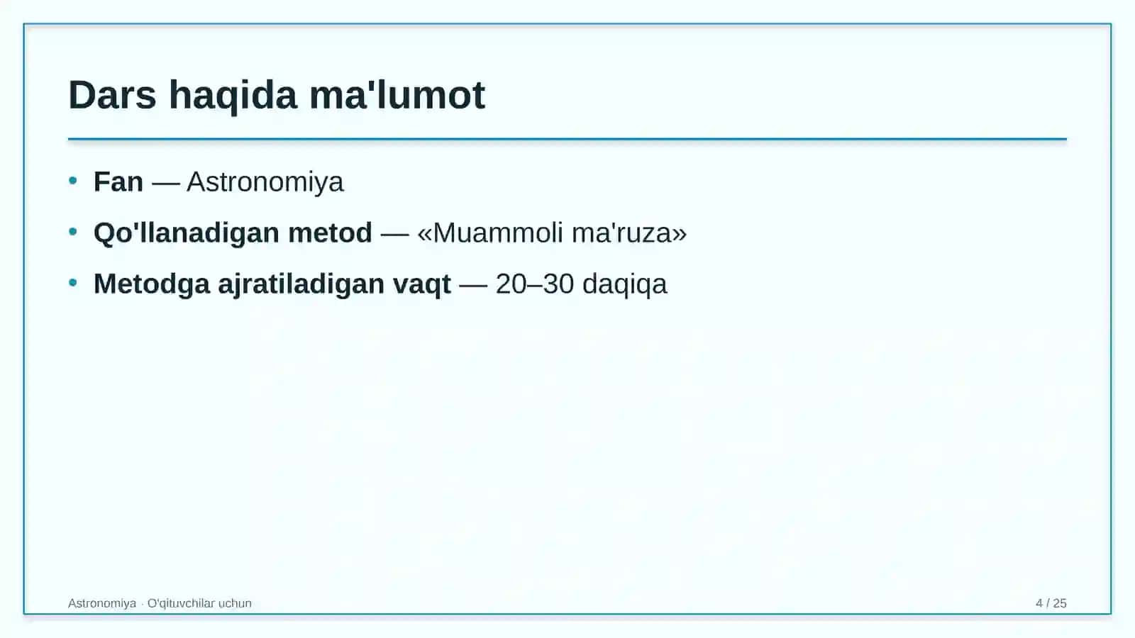 astronomiya darslarida muammoli ma'ruza metodidan foydalanish 8018 4