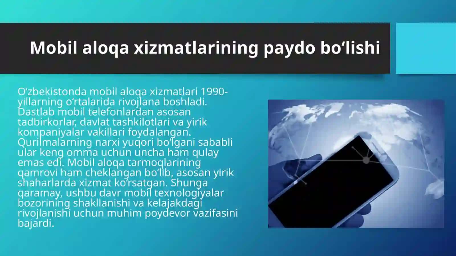 O‘zbekiston bozoriga mobil qurilmalarning kirib kelish va rivojlanish bosqichlari. 4