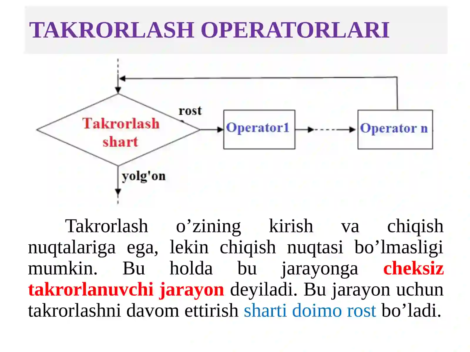 C++ DASTURLASH TILIDA TAKRORLANUVCHI JARAYONLARNI DASTURLASH 4