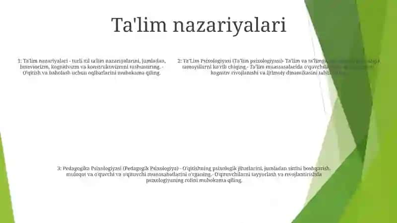 TaʼLim Psixologiyasi Tarbiya Psixologiyasi OʻQituvchi Psixologiyasi Pedagogika Psixologiyasi 4