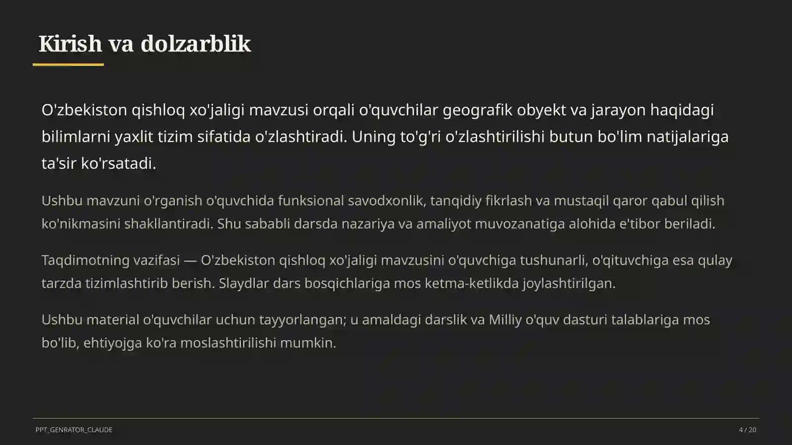 O'zbekiston qishloq xo'jaligi (9-sinf) 4
