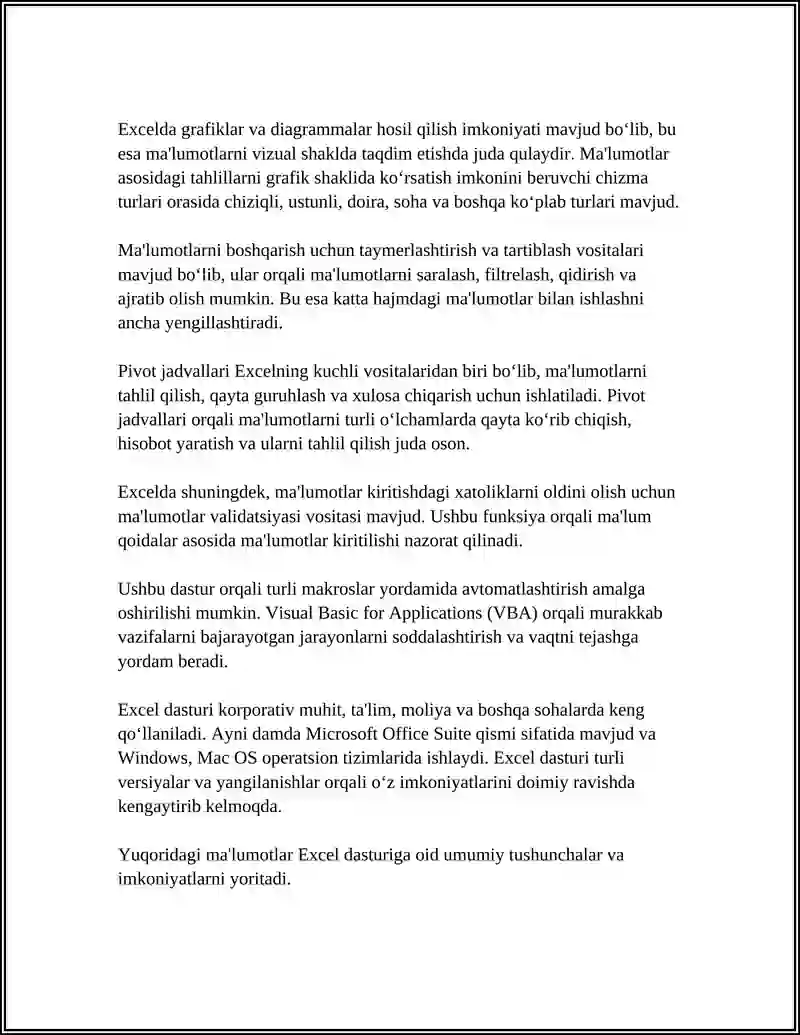 MICROSOFT EXCEL DASTURIDA ISHLASH 4