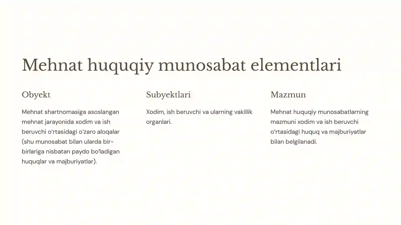MEHNATGA OID HUQUQIY MUNOSABATLAR VA MEHNAT HUQUQINING SUBYEKTLARI 4