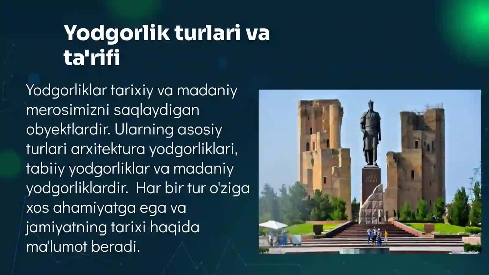 Yodgorliklarning asosiy turlari 4
