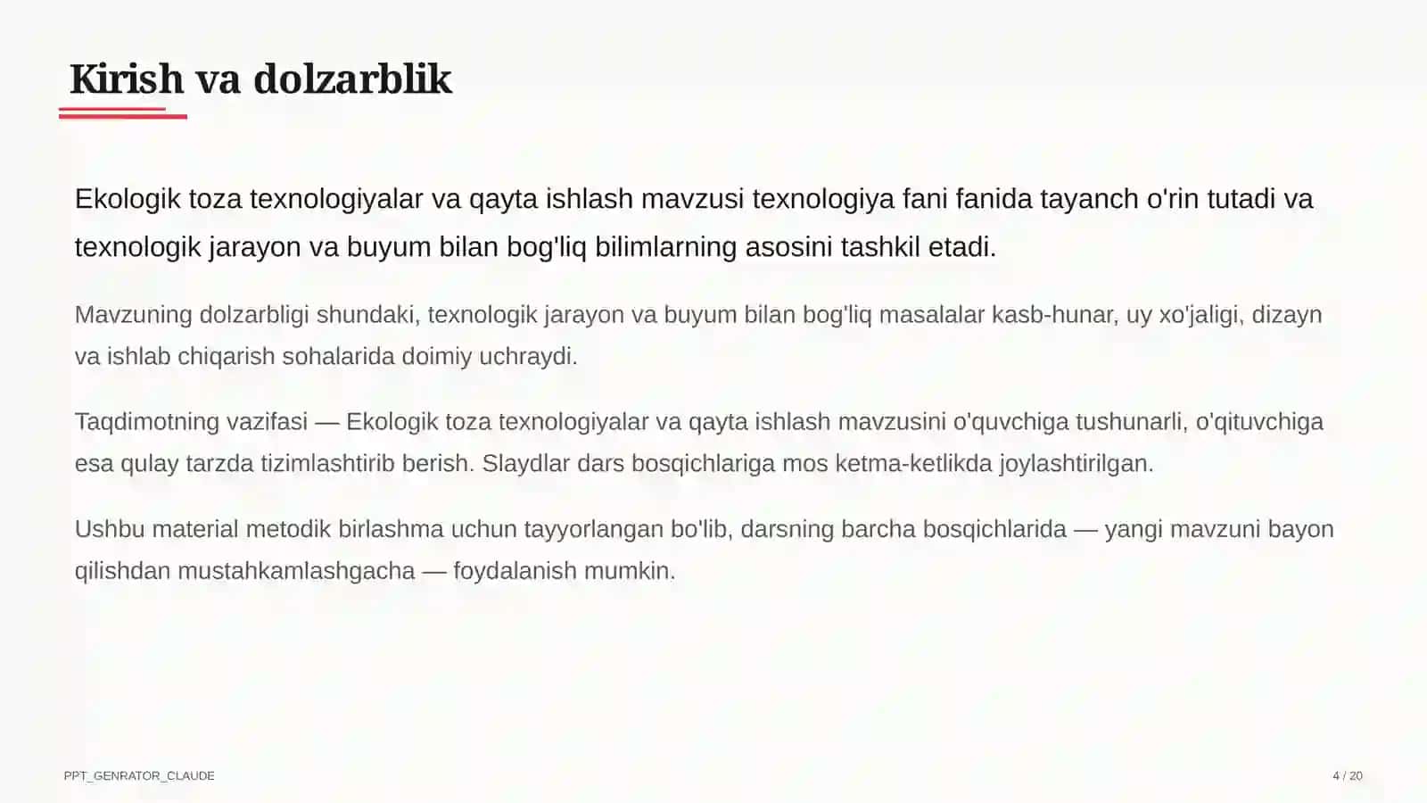 Ekologik toza texnologiyalar va qayta ishlash (11-sinf) 4