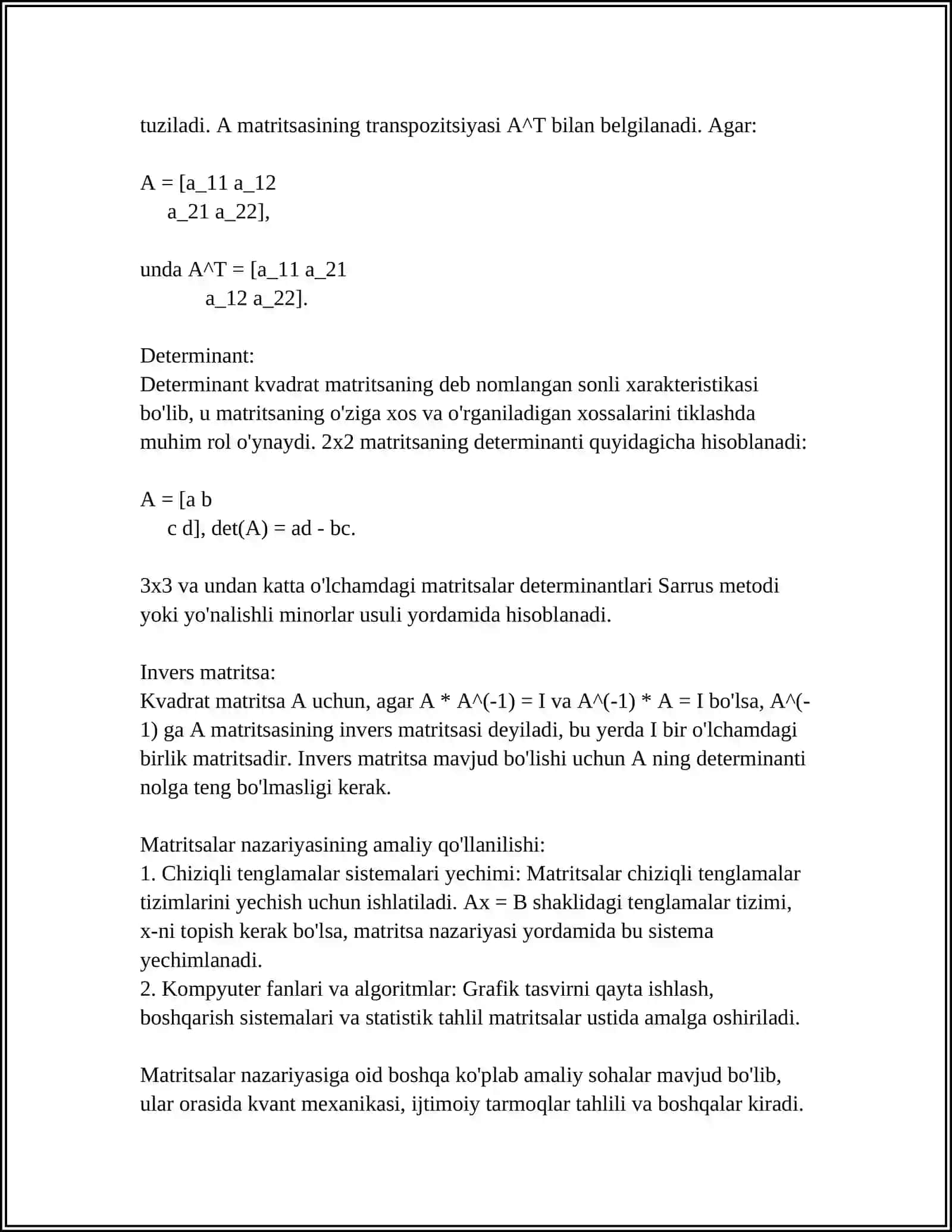 MS DASTURI ELEKTRON JADVALIDA CHIZIQLI ALGEBRAIK TENGLAMALAR SISTEMASINI YECHISH 4